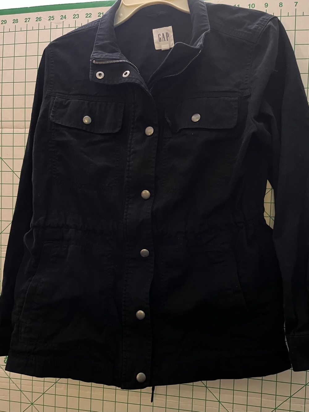 GAP Women's Black Utility Jacket with Snap & Zip Front